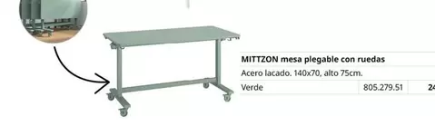 Oferta de Mitzon Mesa Plegable Con Ruedas en IKEA