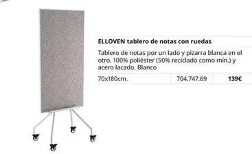 Oferta de Blanco - Tablero De Notas Con Ruedas por 139€ en IKEA