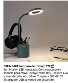 Oferta de Eva - Brunbage Lámpara De Trabajo por 17€ en IKEA