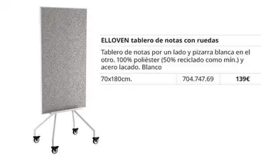 Oferta de Elloven - Tablero De Notas Con Ruedas por 139€ en IKEA