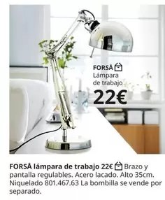 Oferta de Forsa - Lámpara De Trabajo por 22€ en IKEA