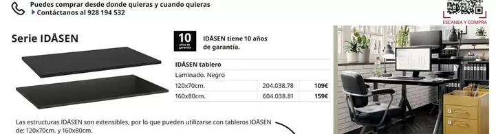 Oferta de Idasen - Tablero por 109€ en IKEA