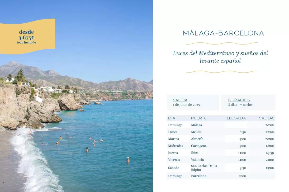 Oferta de Malaga - Barcelona por 3675€ en Nautalia Viajes