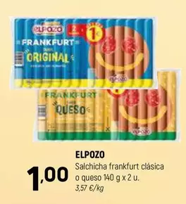 Oferta de Elpozo - Salchicha Frankfurt Clásica O Queso por 1€ en Coviran