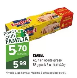 Oferta de Isabel - Atun En Aceite Girasol por 5,7€ en Coviran