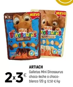 Oferta de Artiach - Galletas Mini Dinosaurus Choco-leche O Choco- Blanco por 3€ en Coviran