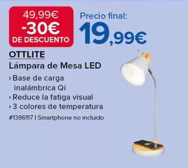 Oferta de OTTLITE - Lampara De Mesa Led por 19,99€ en Costco