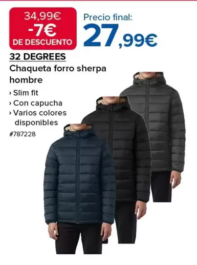 Oferta de 32 Degrees - Chaqueta Forro Sherpa Hombre por 27,99€ en Costco