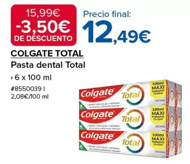 Oferta de Colgate - Pasta Dental Total por 12,49€ en Costco