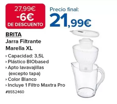 Oferta de Brita - Jarra Filtrante Marella Xl por 21,99€ en Costco