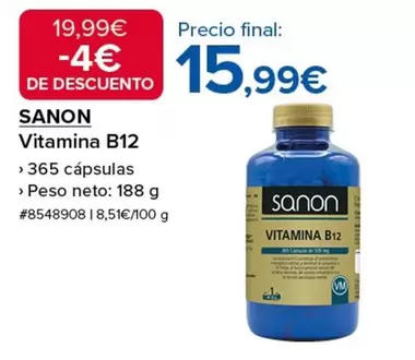 Oferta de Sanon - Vitamina B12 por 15,99€ en Costco