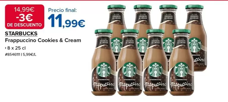 Oferta de Starbucks - Frappucino Cookes & Cream por 11,99€ en Costco