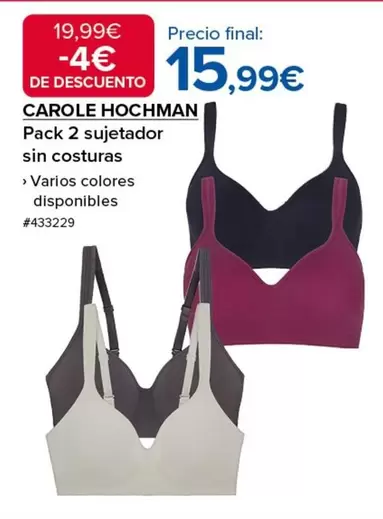 Oferta de Carole Hochman - Pack 2 Sujetador Sin Costuras por 15,99€ en Costco