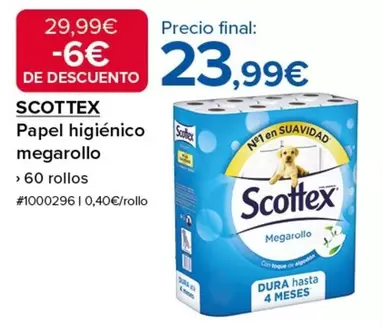 Oferta de Scottex - Papel Higienico Megarollo por 23,99€ en Costco