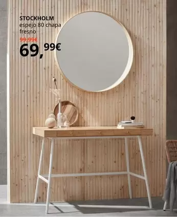 Oferta de Stockholm Espejo 80 Chapa Fresno por 69,99€ en IKEA