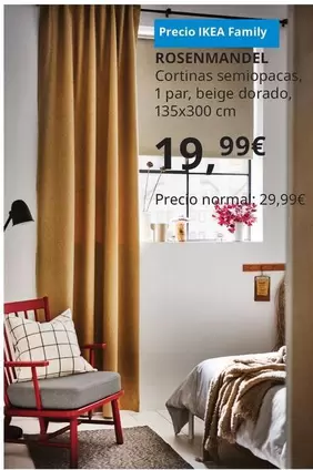 Oferta de Rosenmandel Cortinas Semiopacas por 19,99€ en IKEA