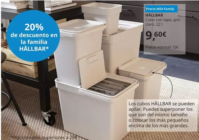 Oferta de Hållbar Cubo Con Tapa por 9,6€ en IKEA