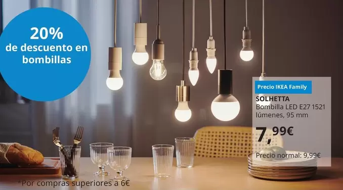 Oferta de Solhetta Bombilla Led E27 1521 Lúmenes por 7,99€ en IKEA