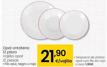 Oferta de Vajilla Opal 12 Piezas por 21,9€ en Eroski