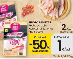 Oferta de Elpozo Bienstar - Pechuga Pollo + Proteinas Lonchas Finas por 2€ en Eroski