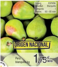 Oferta de Origen - Pera Blanquilla por 1,75€ en Froiz