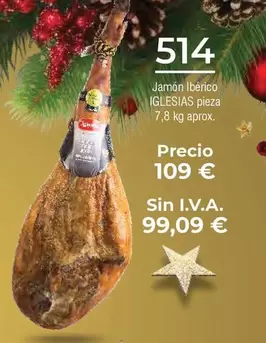 Oferta de Iglesias - Jamón Ibérico por 514€ en Froiz