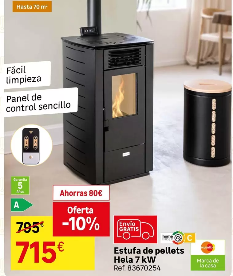 Oferta de Control - Estufa De Pellets Hela 7 Kw por 715€ en Leroy Merlin