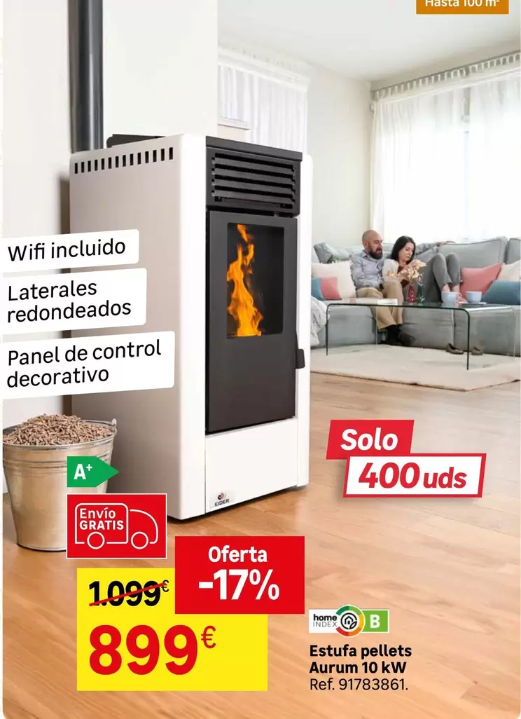 Oferta de Wifi - Estufa Pellets Aurun por 899€ en Leroy Merlin