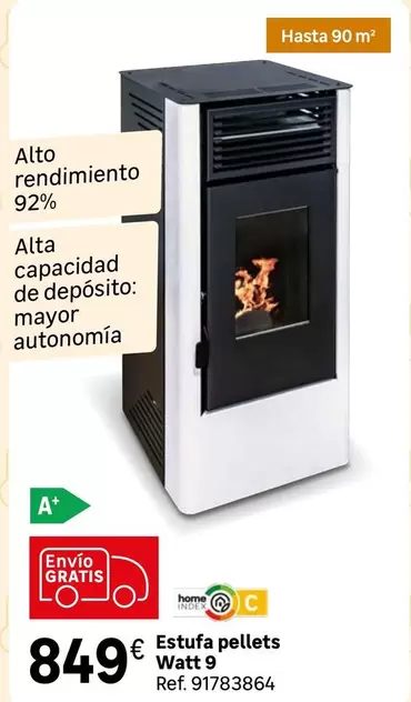 Oferta de Home - Estufa Pellets Watt 9 por 849€ en Leroy Merlin