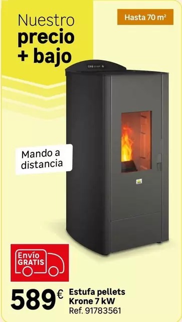 Oferta de Estufa Pellets Krone 7 Kw por 589€ en Leroy Merlin