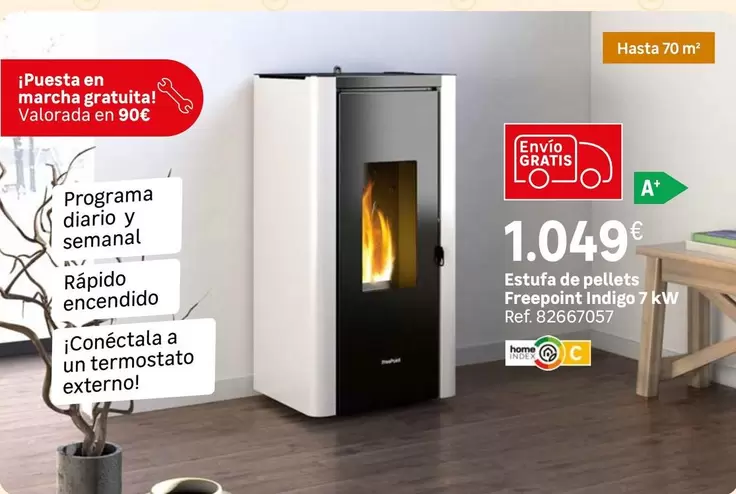 Oferta de Home - Estufa De Pellets Fregepoint Indice 7 Kw por 1049€ en Leroy Merlin