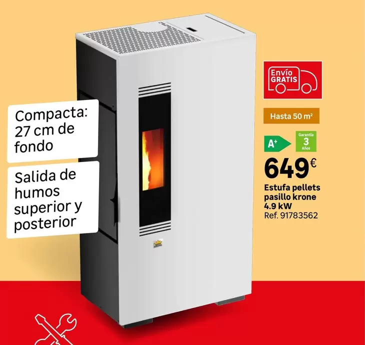 Oferta de Estufa Pellets Pasillo Krone por 649€ en Leroy Merlin