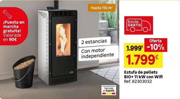 Oferta de Bio - Estufa De Pellets Bl10+ 11 Kw Con Wifi por 1799€ en Leroy Merlin