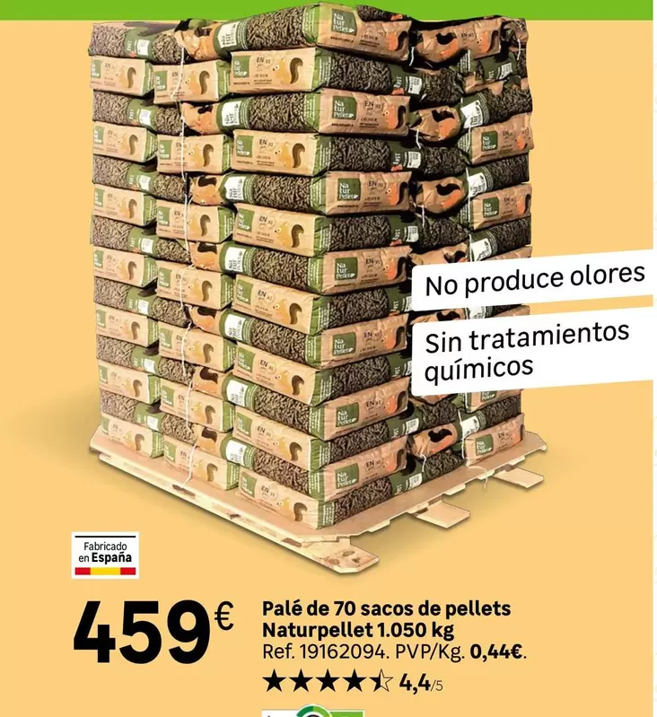 Oferta de Fabricado en españa - Pale De 70 Sacos De Pellets Naturpellet por 459€ en Leroy Merlin