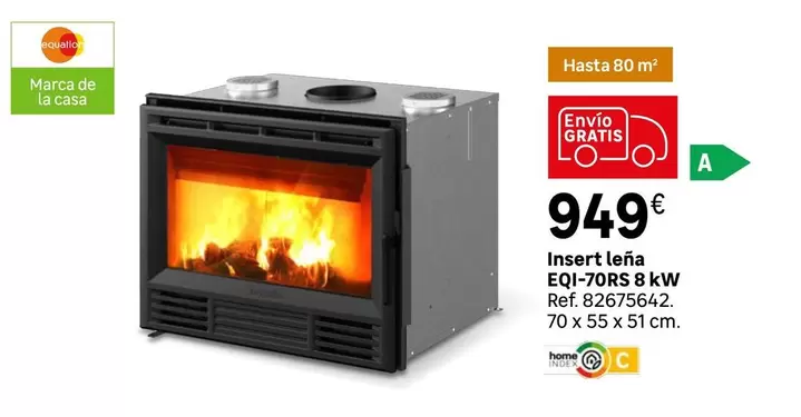 Oferta de Equation - Insert Leña Elq-70R5 8 Kw por 949€ en Leroy Merlin