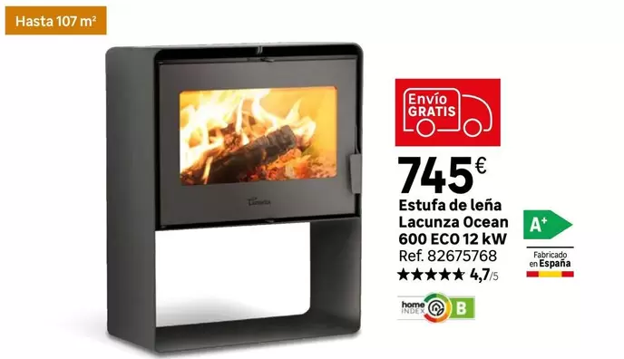 Oferta de Ocean - Estufa De Leña Lacunza  600 Ecol por 745€ en Leroy Merlin