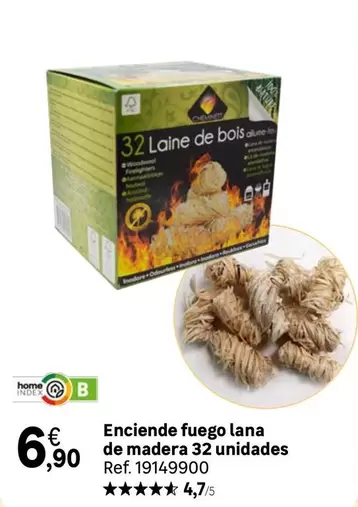 Oferta de Odourless - Enciende Fuego Lana De Madera 32 Unidades por 6,9€ en Leroy Merlin