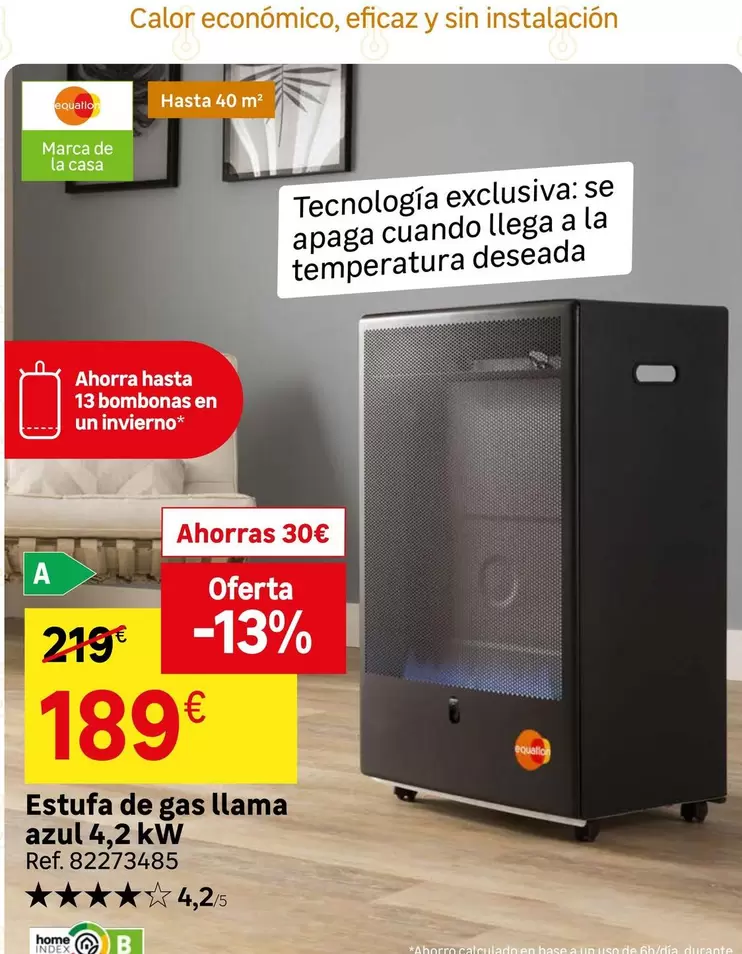 Oferta de Equation - Estufa De Gas Llama Azul por 189€ en Leroy Merlin