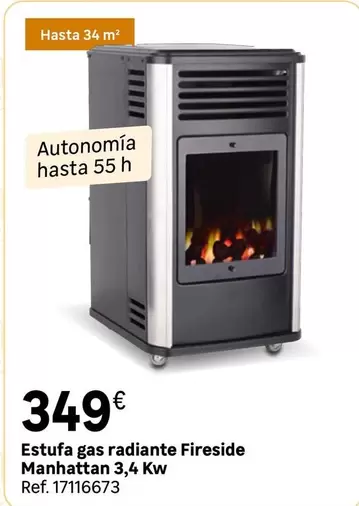 Oferta de Manhattan - Estufa Gas Radiante Fireside por 349€ en Leroy Merlin