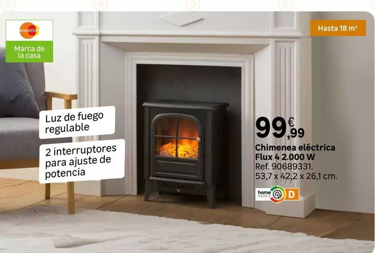 Oferta de Equation - Chimenea Eléctrica Flux 42000 W por 99,99€ en Leroy Merlin