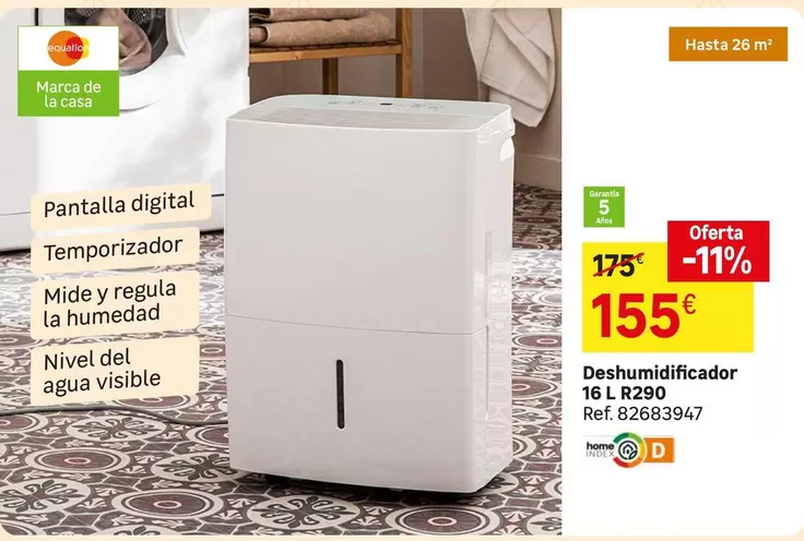 Oferta de Equation - Deshumidificador 16 L R2930 por 155€ en Leroy Merlin