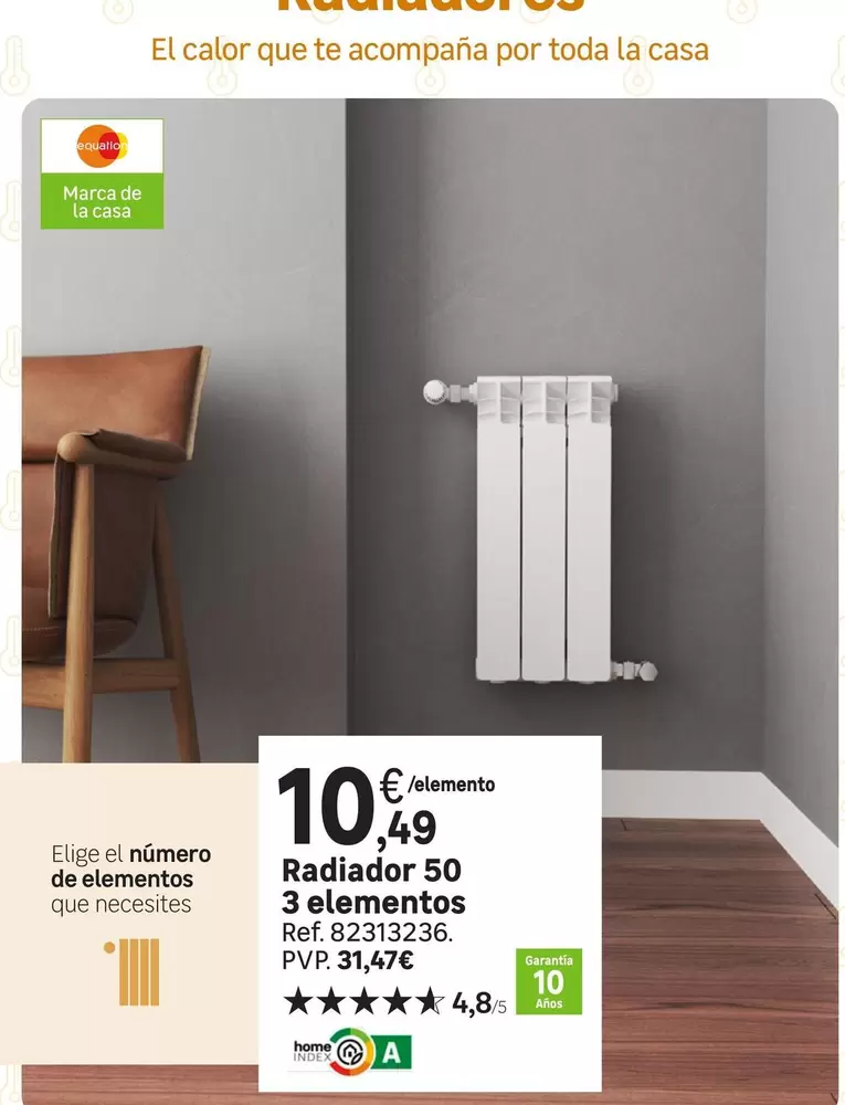 Oferta de Equation - Radiador 50 3 Elementos por 10,49€ en Leroy Merlin