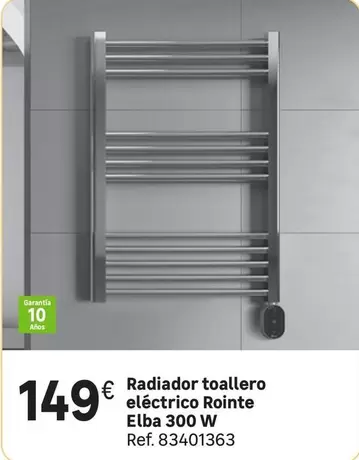 Oferta de Elba - Radiador Toallero Eléctrico Rointe  300 W por 149€ en Leroy Merlin