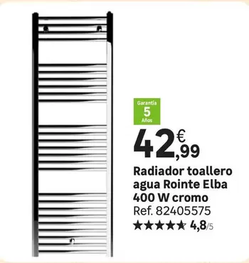 Oferta de Elba - Radiador Toallero Agua Rointe por 42,99€ en Leroy Merlin