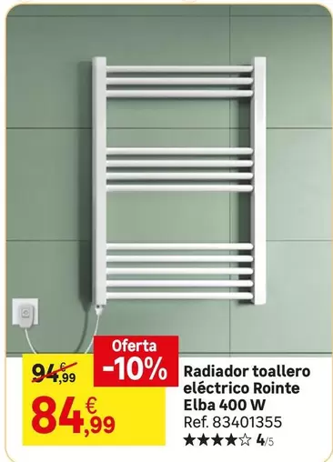 Oferta de Elba - Radiador Toallero Eléctrico Roine por 84,99€ en Leroy Merlin