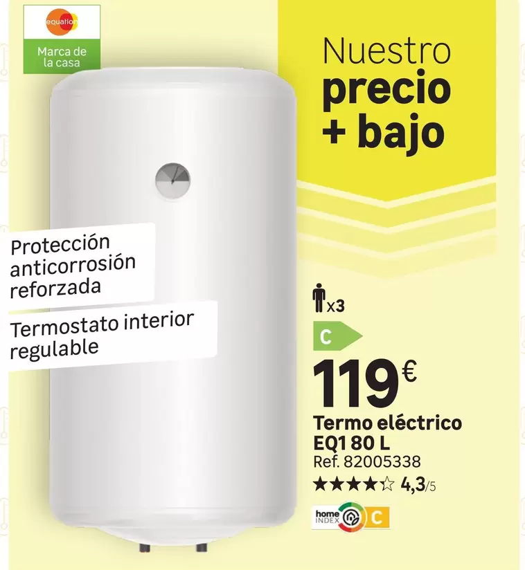 Oferta de Equation - Termo Eléctrico Eq180 L por 119€ en Leroy Merlin