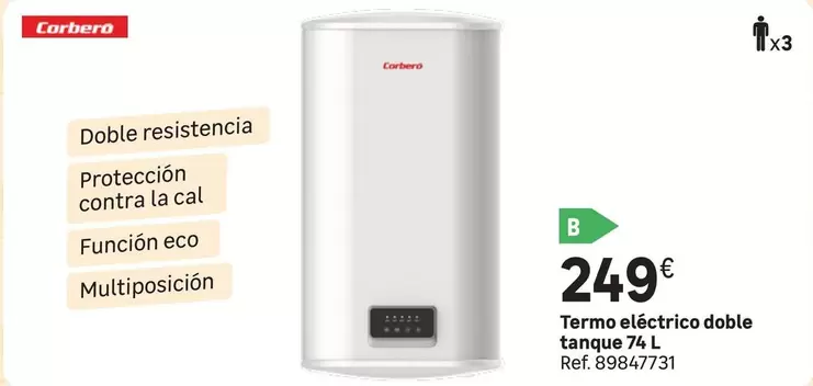 Oferta de Eco - Termo Electrico Doble Tanque por 249€ en Leroy Merlin