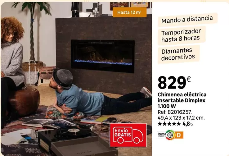 Oferta de Chimenea Eléctrica Insertable Bimiplex por 829€ en Leroy Merlin