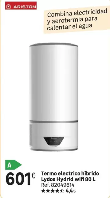 Oferta de Ariston - Termo Electrico Hibrido Lydos Hydrid Wifi 80 L por 601€ en Leroy Merlin