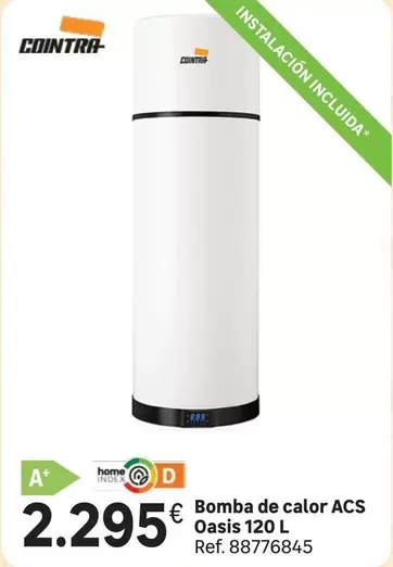 Oferta de Cointra - Bomba De Calor Acs Oasis 120 L por 2295€ en Leroy Merlin